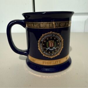 Collectors Federal Bureau Of Investigation Blue With Gold Trim Coffee Cup